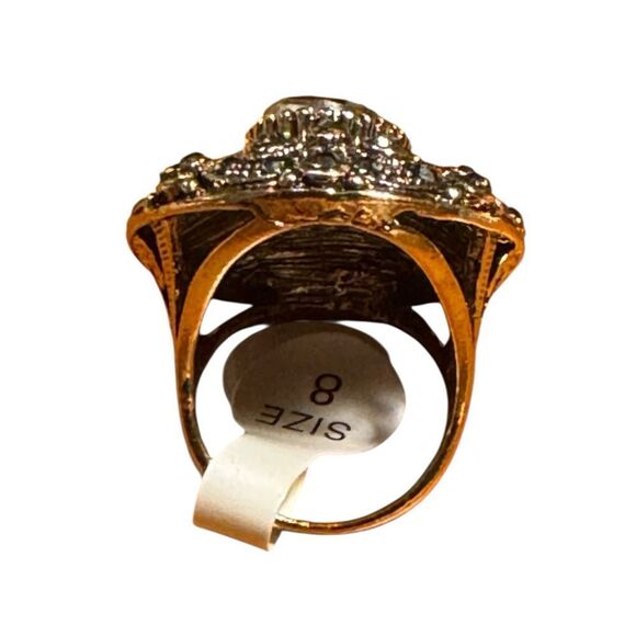 Fashion Jewelry Black Stone rose gold tone statement Ring size 8 - Picture 6 of 6